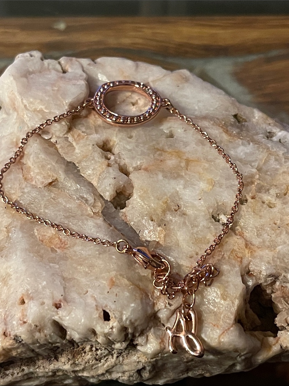Adore Rose Gold Oval Charm Bracelet - Women Jewelry